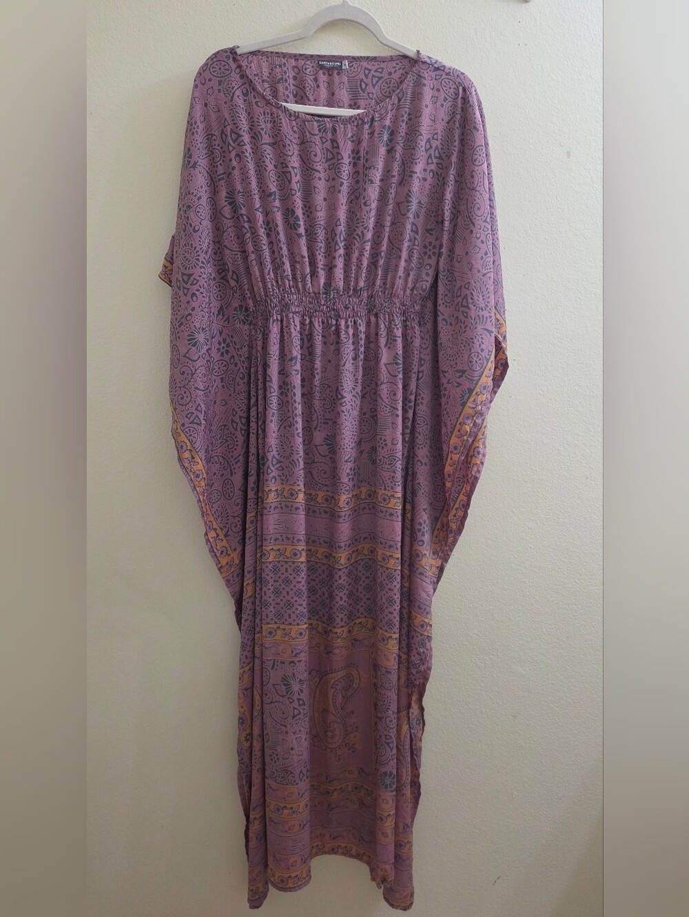 Earthbound Aura Purple-Toned Bohemian Maxi Dress, Medium